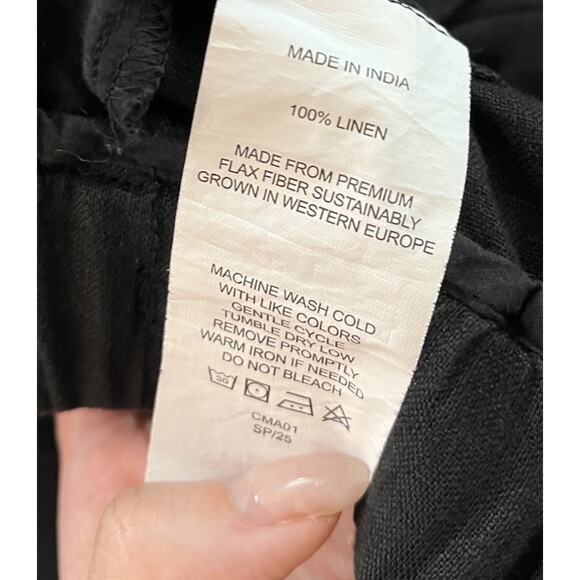 Quince Black 100% European Linen Women's Pants Size Large - Picture 5 of 6